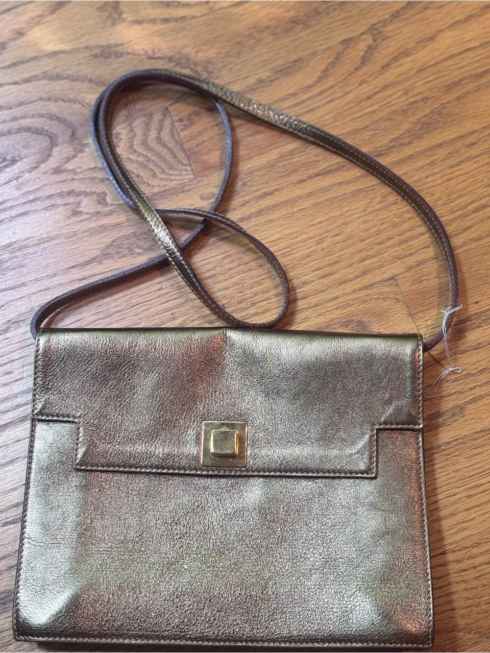 Vintage Furla Metallic Leather Crossbody Clutch Y2K Italian Designer Bag
